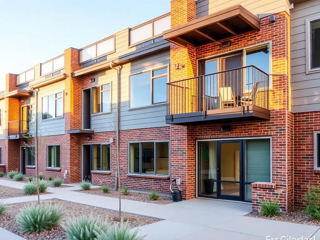 Brick and gray-siding townhome with private balcony in Westminster